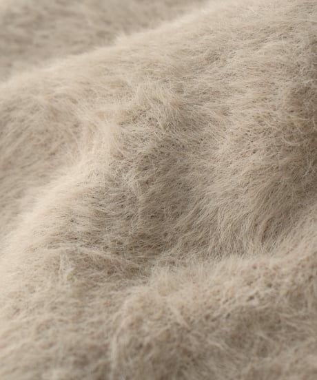 knit-02365　シャギーニット プルオーバー　オフホワイト　ベージュ　ブラウン