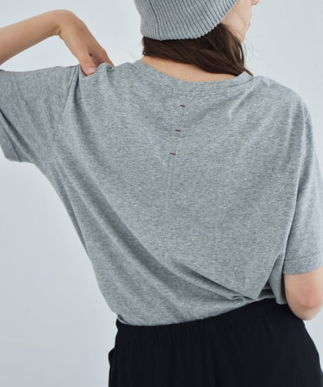 nh-tops-02611　バックステッチ Tシャツ　ホワイト　グレー　ブラック