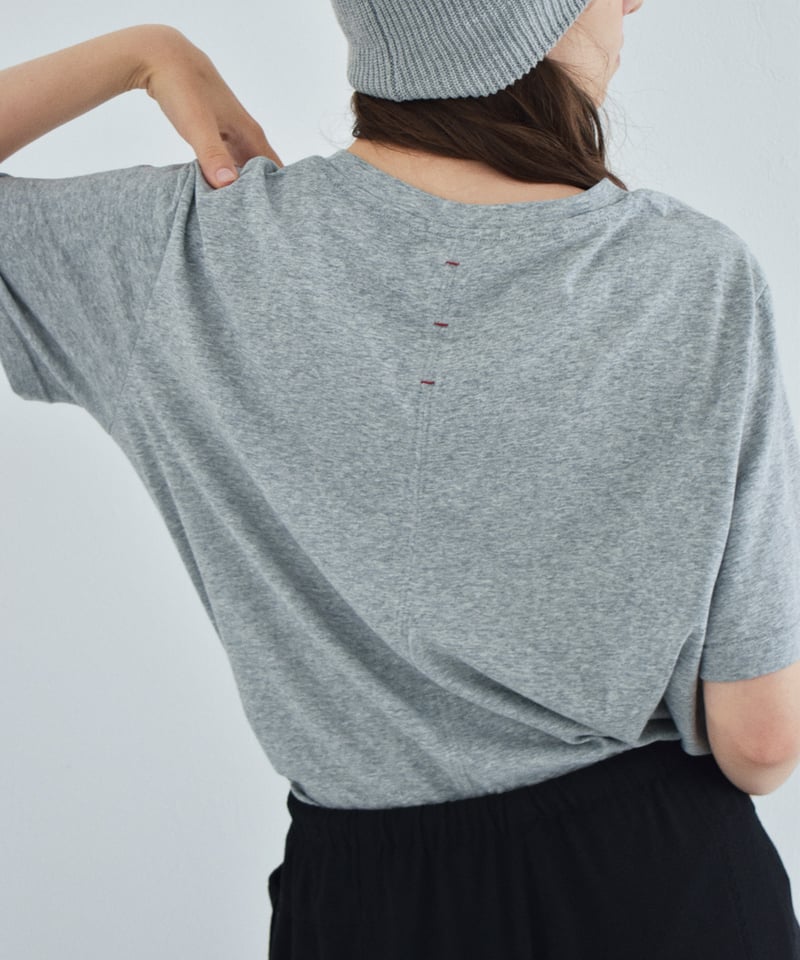 nh-tops-02611 バックステッチ Tシャツ ホワイト グレー ブラック | L
