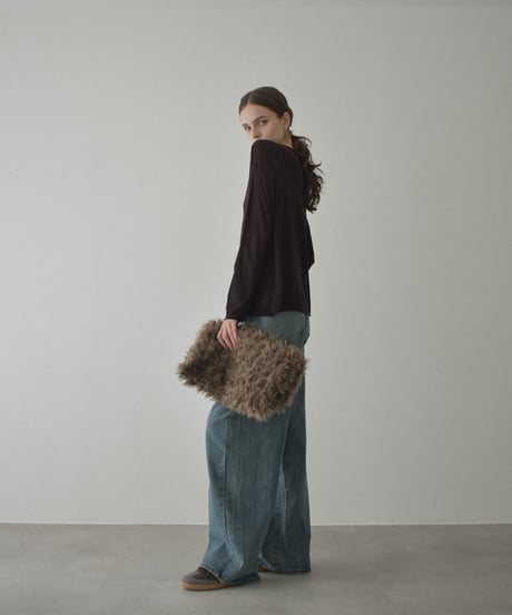 knit-02334　ルーズ シアーニット　ブラウン　ネイビー