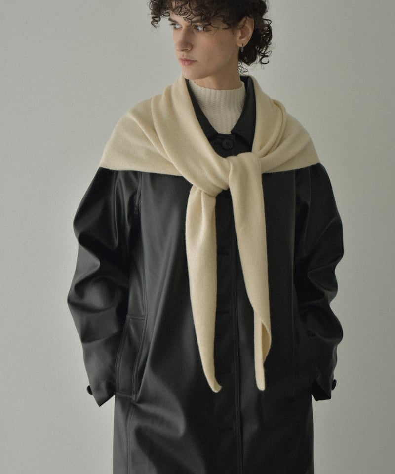 nh-muffler-02025 ウール混 ニットスカーフ エクリュ グレー レッド