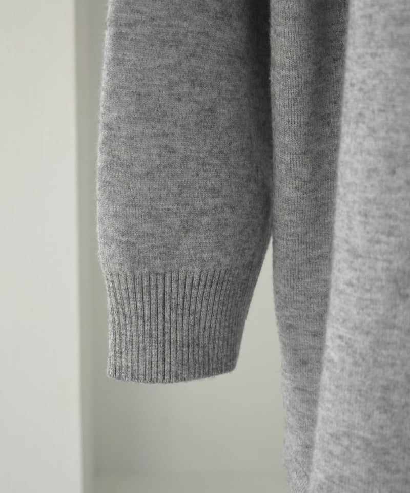 knit-02357 ハイゲージ シャツ ニット トップス オートミール グレー
