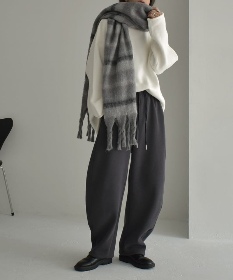ニットパンツ　ブラック ワイドパンツ ニットパンツ 低身長さん向け リブニット きれいめ
