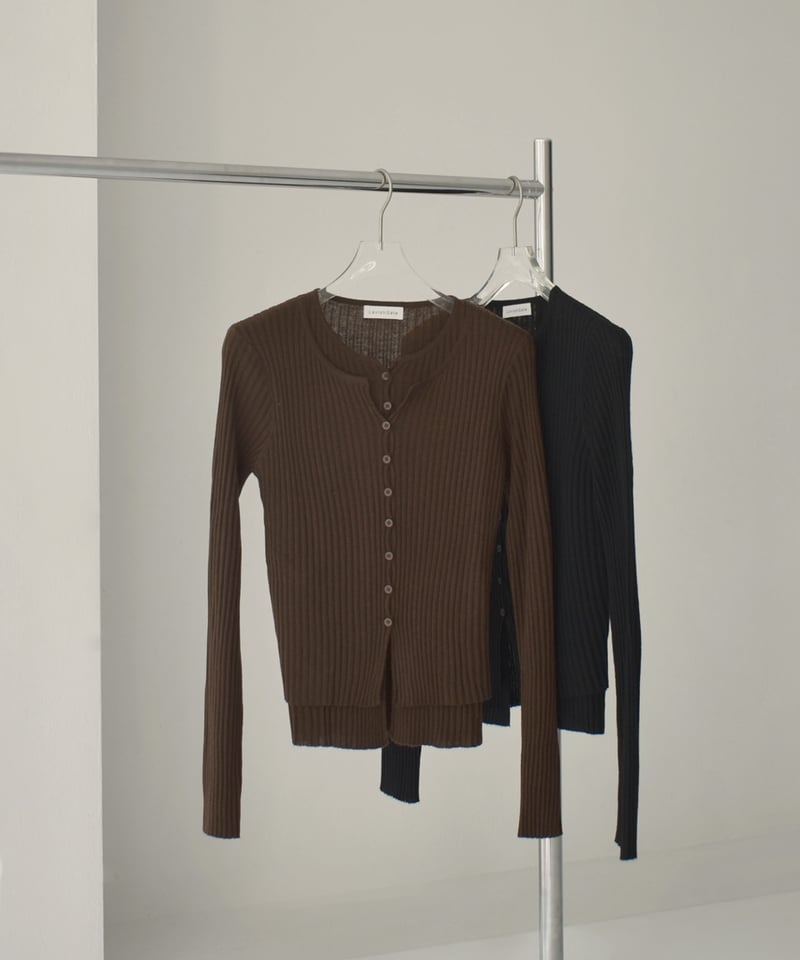 knit-02343 レイヤード調 カーディガン ブラウン ブラック | L a v i s