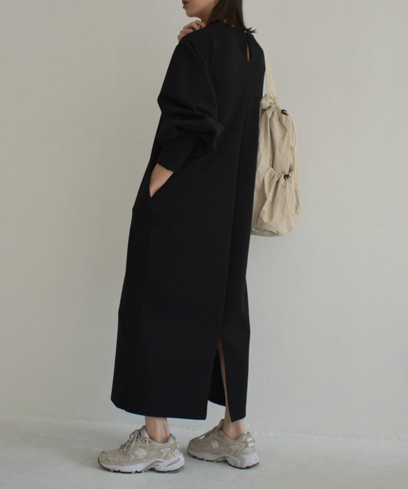 onepiece-12012 タックスリーブ ダンボールニット ワンピース