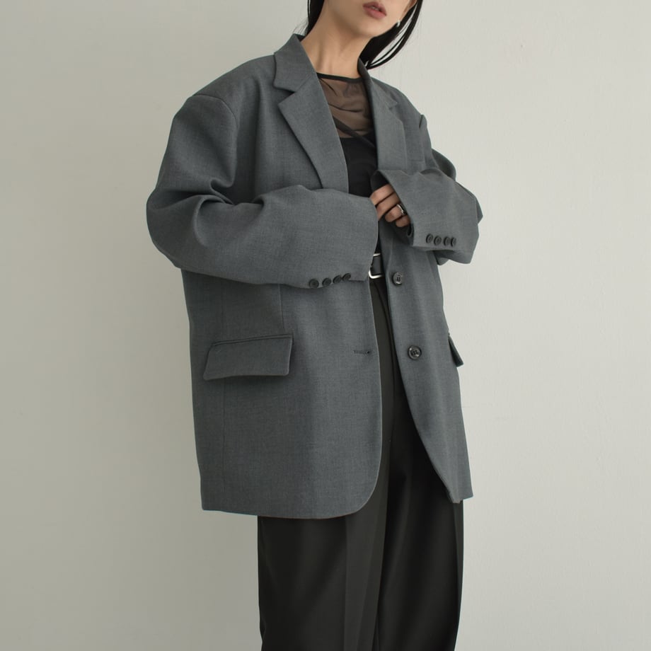 jacket-02015 オーバーサイズ テーラード ジャケット グレー ブラック jacket-02015 オーバーサイズ テーラード ジャケット グレー ブラック