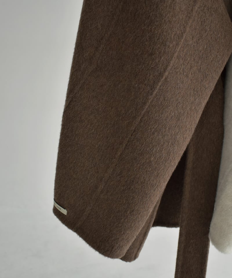 coat-02062 ラグランスリーブ スタンドカラー ウール ミディ コート