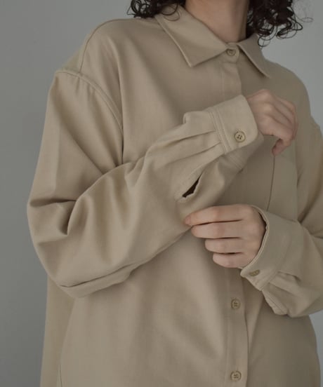 tops-02575　フランネル オーバーシャツ　ベージュ　ネイビー