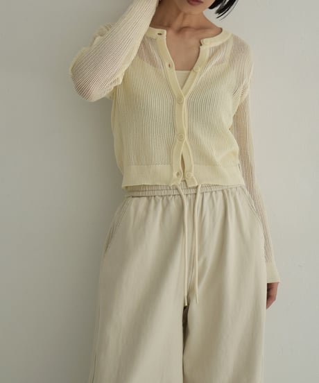 knit-02320　キャミソール付き コンパクト メッシュ カーディガン　エクリュ　グレー　ターコイズ