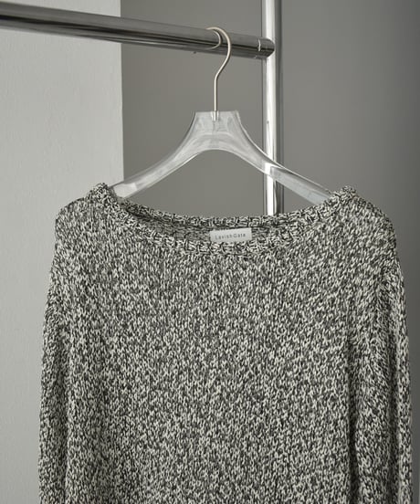 knit-02341　ローゲージ ルーズニット　エクリュ　ブラック