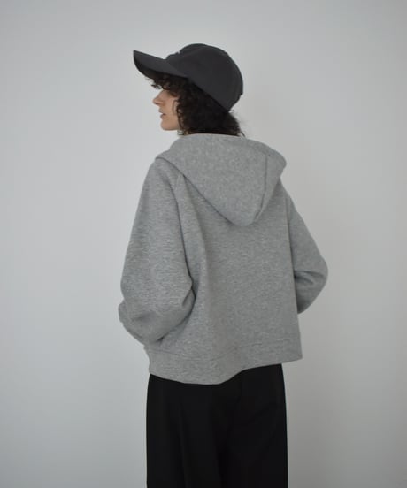 tops-02580　ハイネック ジップフーディ　ベージュ　グレー