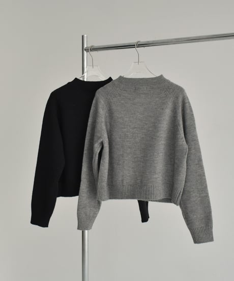 knit-02269　ジップ ニット カーディガン　グレー　ブラック