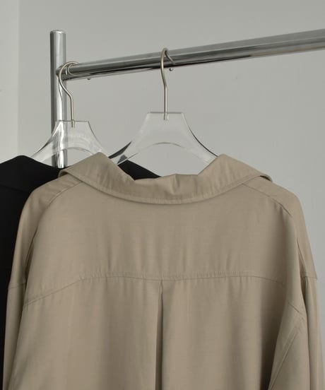 tops-12012　スキッパーシャツ 《セットアップ可能》　モカベージュ　ブラック