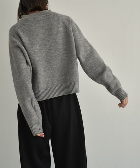 knit-02269　ジップ ニット カーディガン　グレー　ブラック