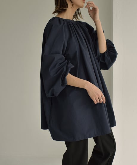 tops-02389　2way ギャザーブラウス　ネイビー