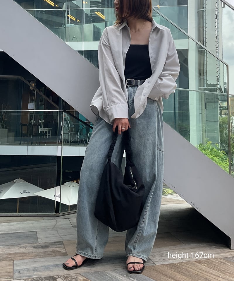 トップス mahisoo tops-02484 バックドロスト オーバーシャツ ライトカーキ グレー