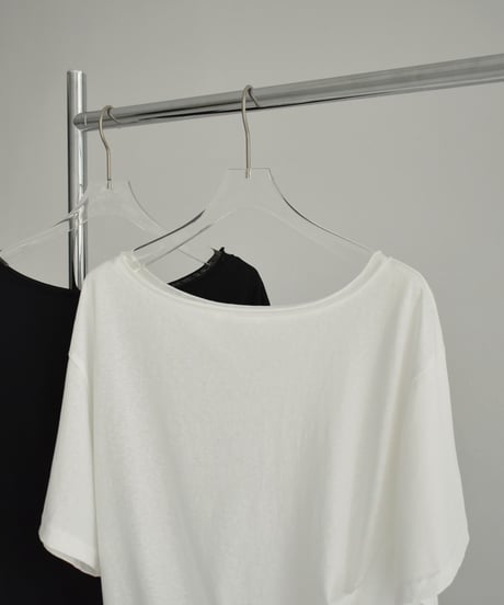 nh-tops-02552　ウエストタック ワイドスリーブ Tee　ホワイト　ブラック