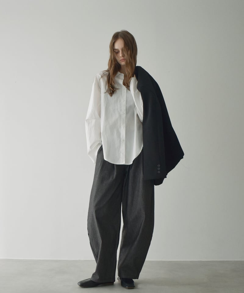 bottoms-02299 デニムライク タックコクーンパンツ ネイビー ブラック