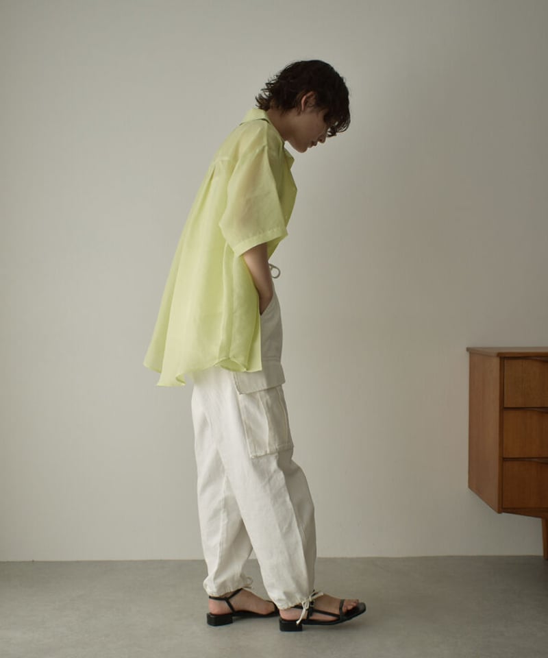 tops-04127 日本製 シアー オープンカラーシャツ ライムグリーン ...