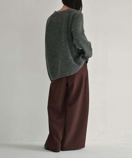 knit-02288　クルーネック ニット プルオーバー　エクリュ　グレー　ダークグレー