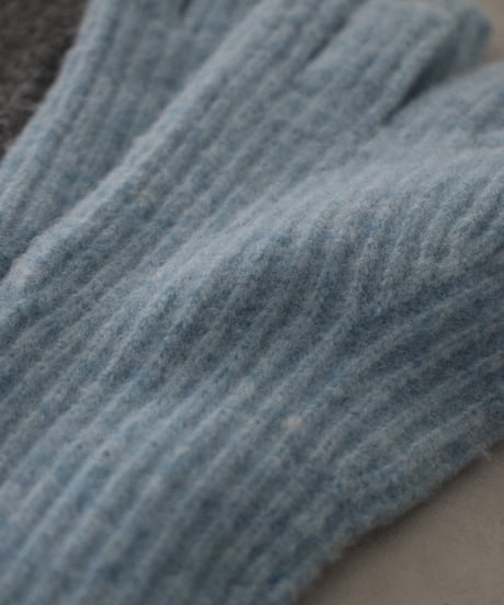 mb-gloves-02014　ウール混 フィンガースリット ニット グローブ　ライトブルー　ブラウン　グレー