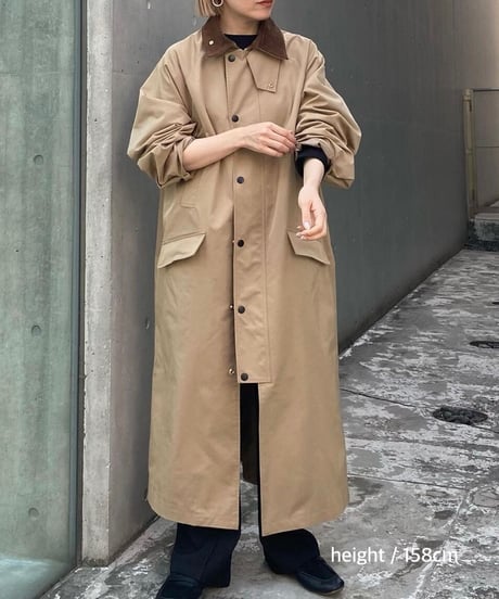 coat-13001 　撥水　ステンカラーコート　ベージュ　カーキ