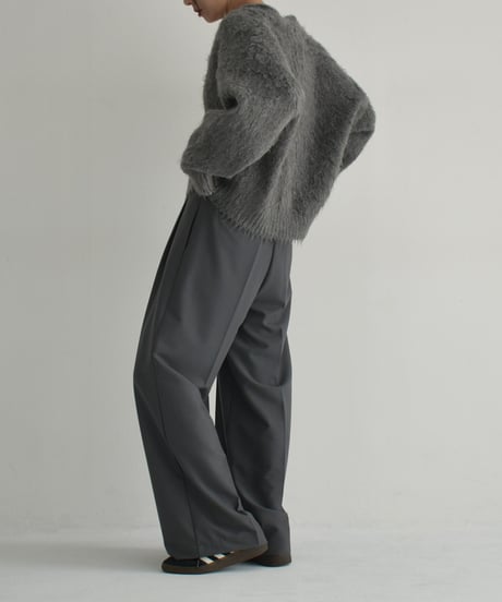 knit-02280　ヘアリー ニット カーディガン　グレー　ブラウン