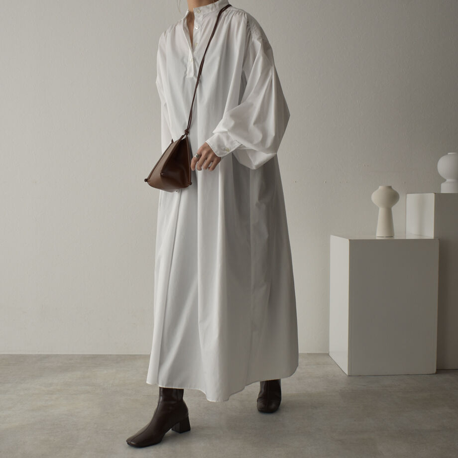 onepiece-04043 日本製 ボリュームスリーブ カフタンドレス ホワイト  