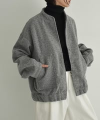 outer-02085　オーバーサイズ ブークレ ブルゾン　ブラック　グレー