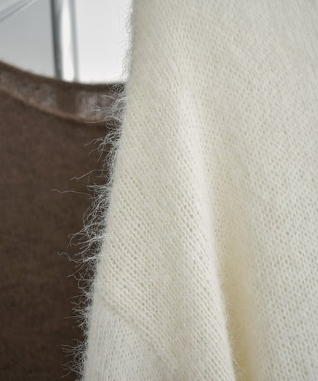 knit-02285　 モヘアライク ルーズ ニット　エクリュ　ブラウン