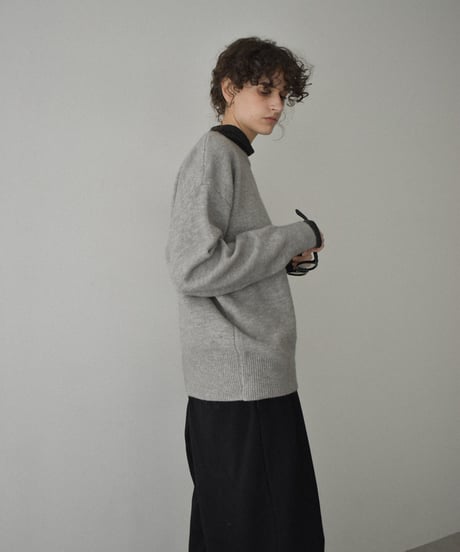 knit-02360　クルーネック ニット プルオーバー　オフホワイト　グレー