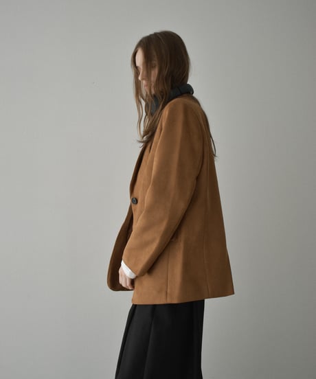 jacket-02021　フェイクスエード テーラード ジャケット　キャメル　ブラウン