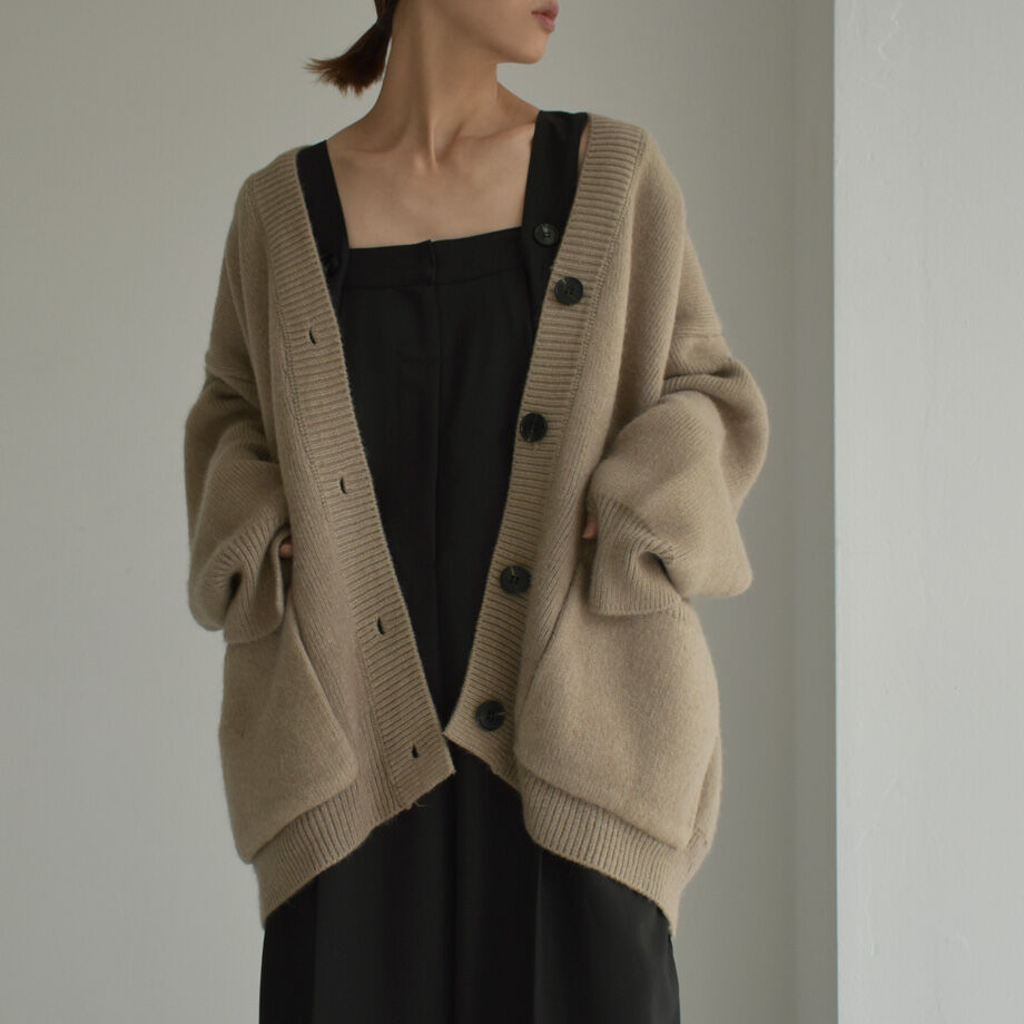 knit-02209 ヘビーウェイト ニット カーディガン モカグレージュ knit-02209 ヘビーウェイト ニット カーディガン モカグレージュ