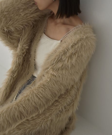 knit-07001 　シャギー ボリューム ニット カーディガン