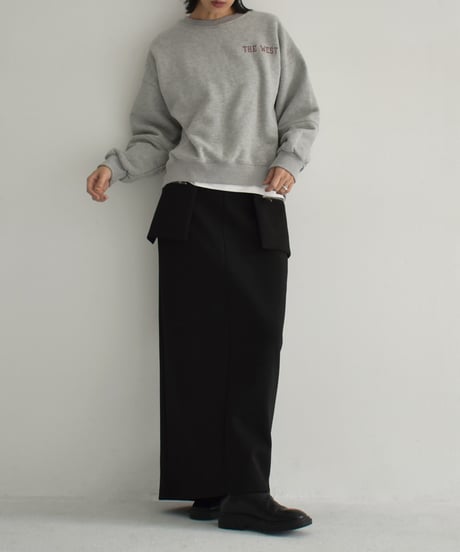 tops-02514　裏ボア rogo スウェット プルオーバー　エクリュ　グレー　チャコール