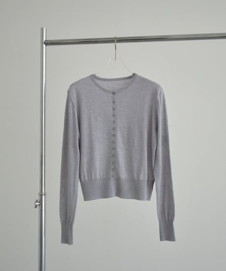 nh-knit-02376　クルーネック ニット カーディガン　ホワイト　ブルー　グレー　ブラック