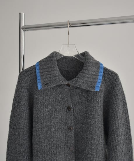 knit-02349　バイカラー 2wayネック ニット　グレー　ブラウン