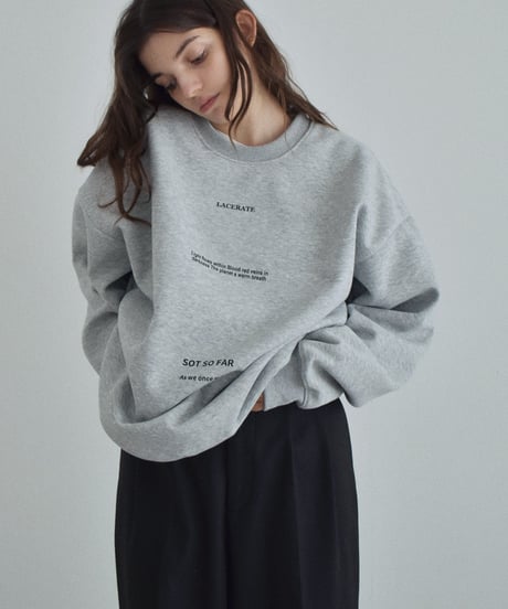 【UNISEX】 tops-02590　"SOT SO FAR"  ロゴ プルオーバー　グレー　ブラック