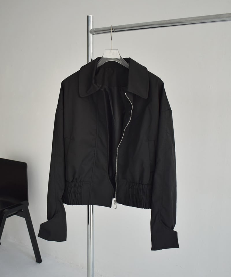 ノーブル　ビッグヘリンボン　ショート　ブルゾン　コート outer-02084 フロントジップ ショート ブルゾン ブラック | L