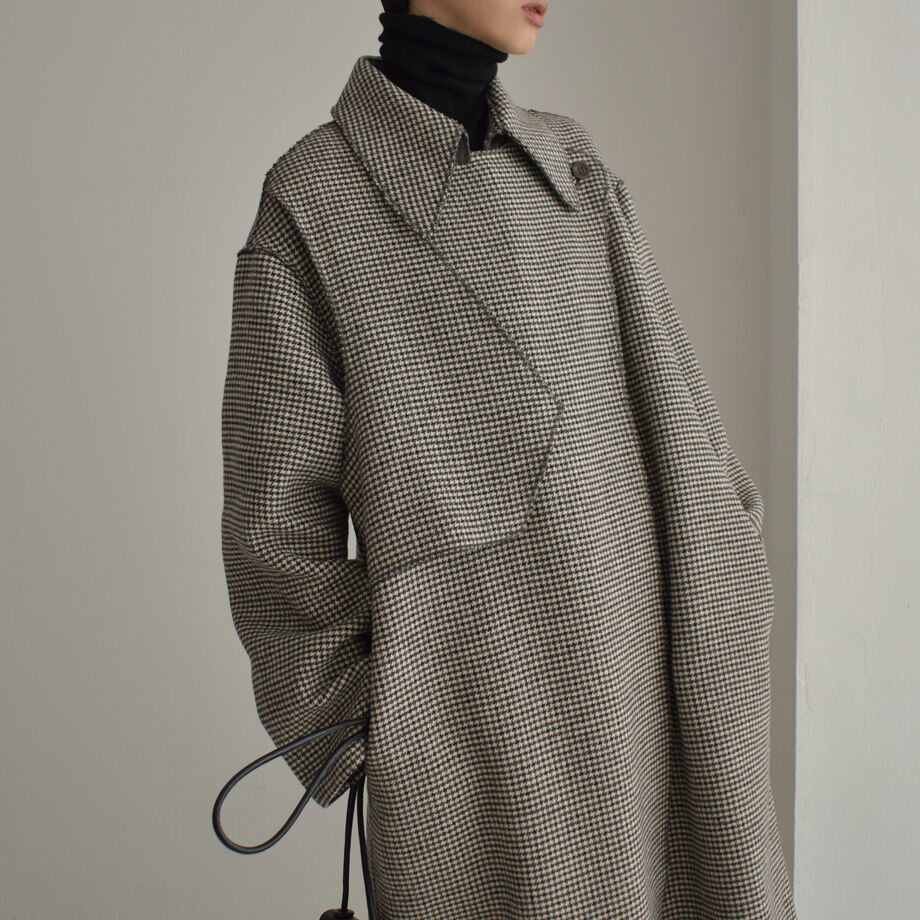 coat-13002 ガンクラブチェック×グレー リバーシブル ウールトレンチ 