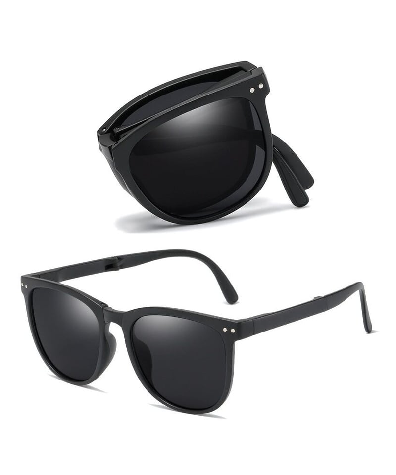 sunglasses-02042 UV400 折りたたみサングラス ベージュ ブラック | L
