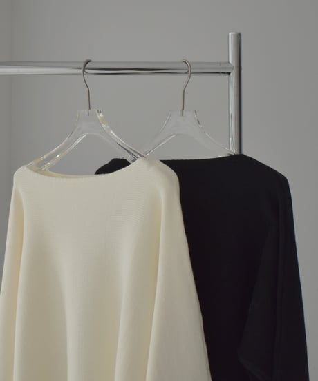 knit-02363　オーバーサイズ ボートネックニット　アイボリー　ブラック