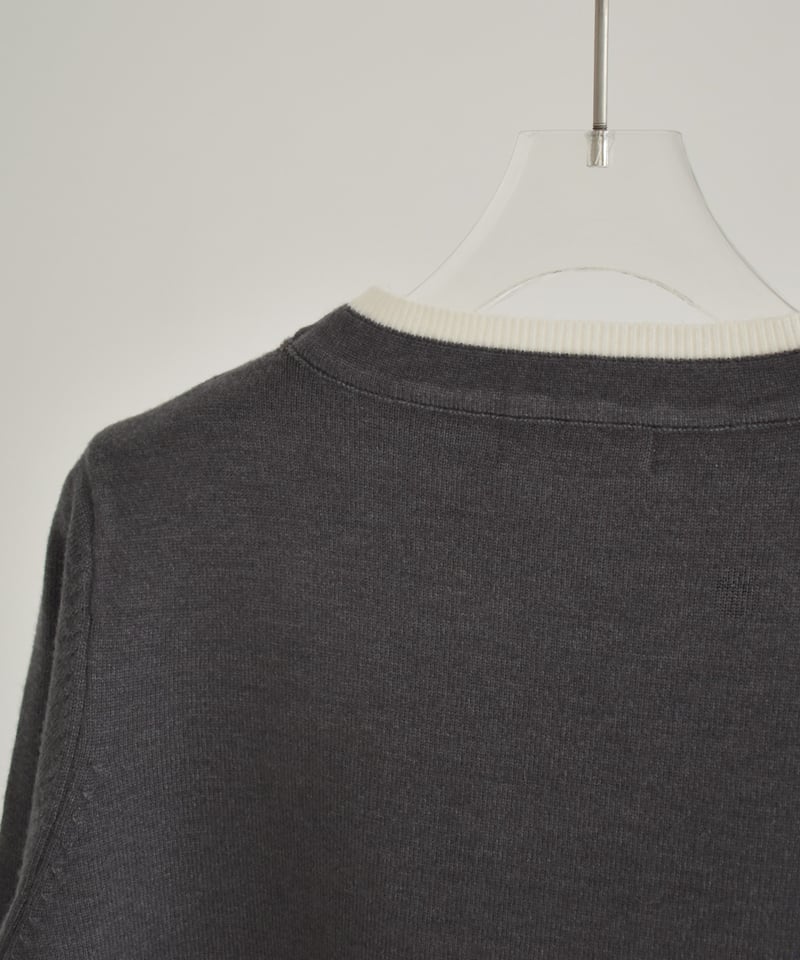 knit-02369 クルーネック レイヤード調 ニット トップス ベージュ