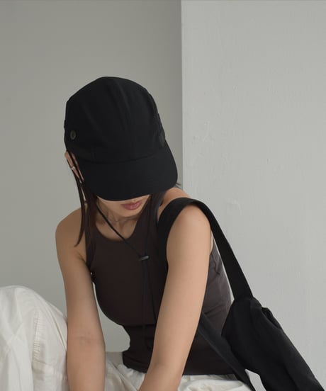nh-cap-02054　コード付 キャップ　ブラック