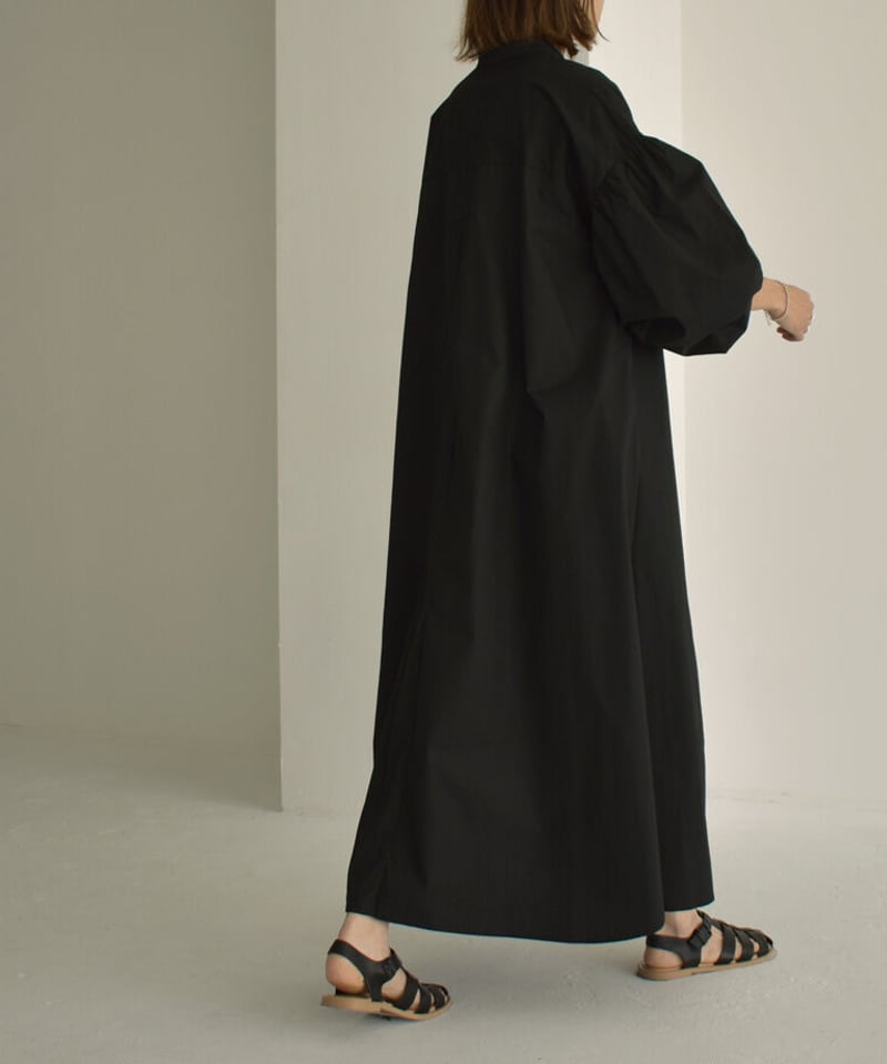 onepiece-12007 バルーンスリーブ シャツワンピース ブラック | L a v i