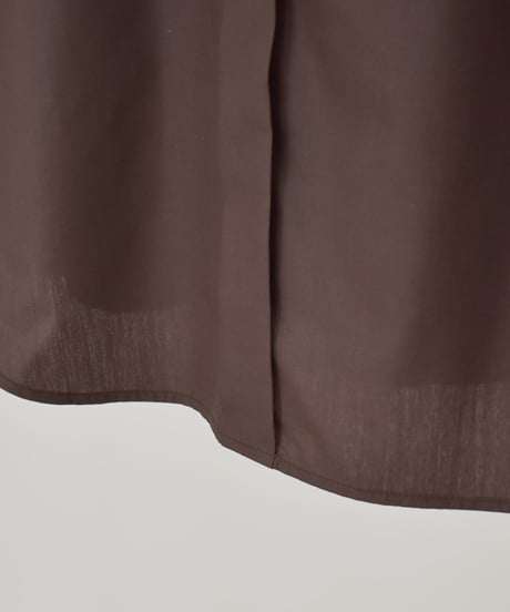 tops-02588　タックデザイン シャツ　ホワイト　ブラウン