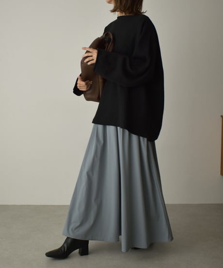knit-02363　オーバーサイズ ボートネックニット　アイボリー　ブラック