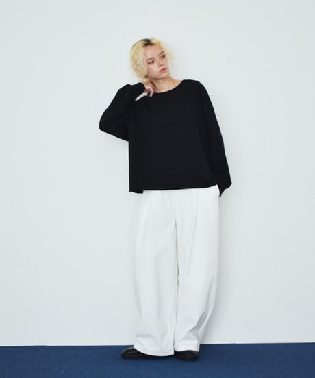 tops-02636　カットオフ スウェット プルオーバー　グレー　ブラック