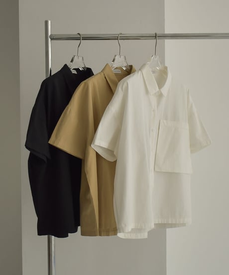 tops-02402　オーバーサイズポケットシャツ　ホワイト　ベージュ　ブラック
