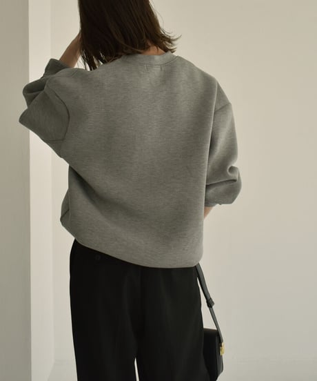 tops-02378　ダンボールニット オーバープルオーバー　オフホワイト　グレー